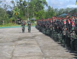 DANDIM 1710/MIMIKA DAMPINGI KASDAM XVII/CENDERAWASIH YANG MELAKSANAKAN PENYAMBUTAN SATGAS ORGANIK YONIF R 514 /SY DAN YONIF R 303/SSM