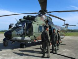 Heli Caracal TNI AU Bantu Pengiriman Logistik Pemilu Ke Distrik Jila Papua,Tengah