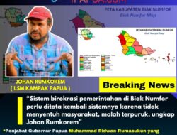 Mantan Pj Bupati Markus O. Mansnembra Berhasil Menata Birokrasi Pemda Sarmi. “Johan Rumkorem” MOM Layak Pimpin Pemda Biak Numfor.