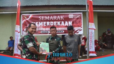 Wajah Bahagia Dalam Perayaan HUT Ke-80 RI, Terima Hadiah Dari Dandim 1710/Mimika
