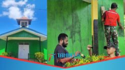 Akhir Penugasan Satgas Yonif 301/PKS Lakukan Pengecatan Ulang Gereja Protestan Kampung Kiliarma