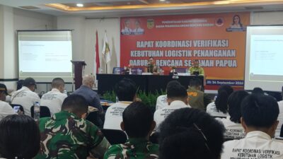 Perkuat Manajemen Bencana, Pemkab Mimika Gelar Rakor Verifikasi Logistik se-Tanah Papua